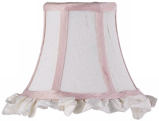 Set of Three White and Pink Silk Shades 3x5x4.25 (Clip-On)