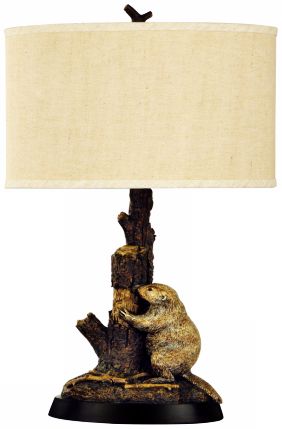 Beaver and Tree Trunk Table Lamp