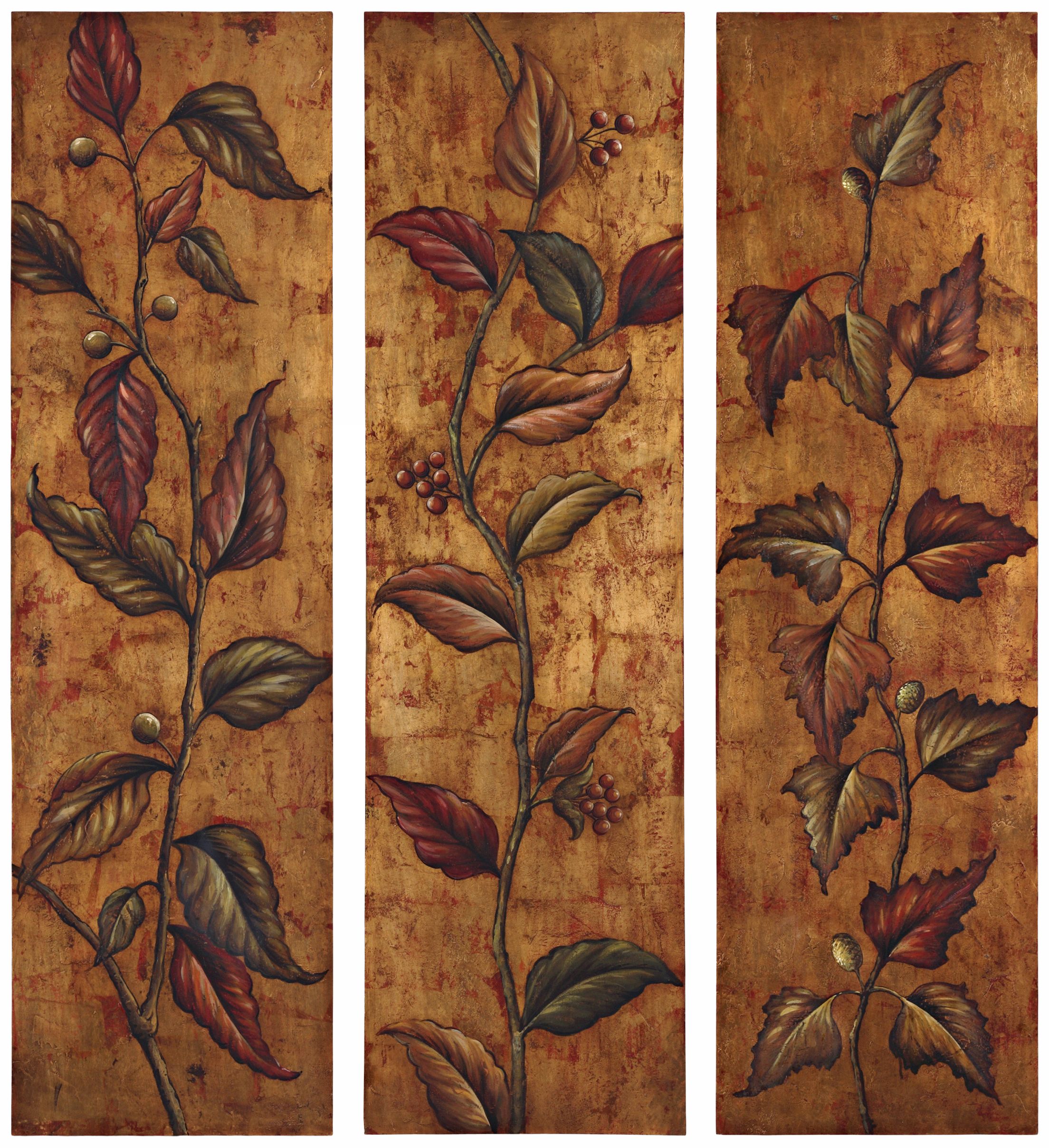 Uttermost Set of 3 Climbing Vine Hand-Painted Art Panels