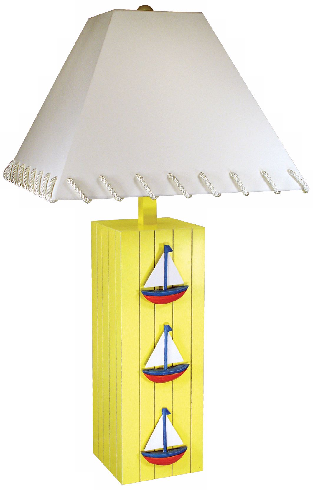 Triple Sailboat Yellow Table Lamp