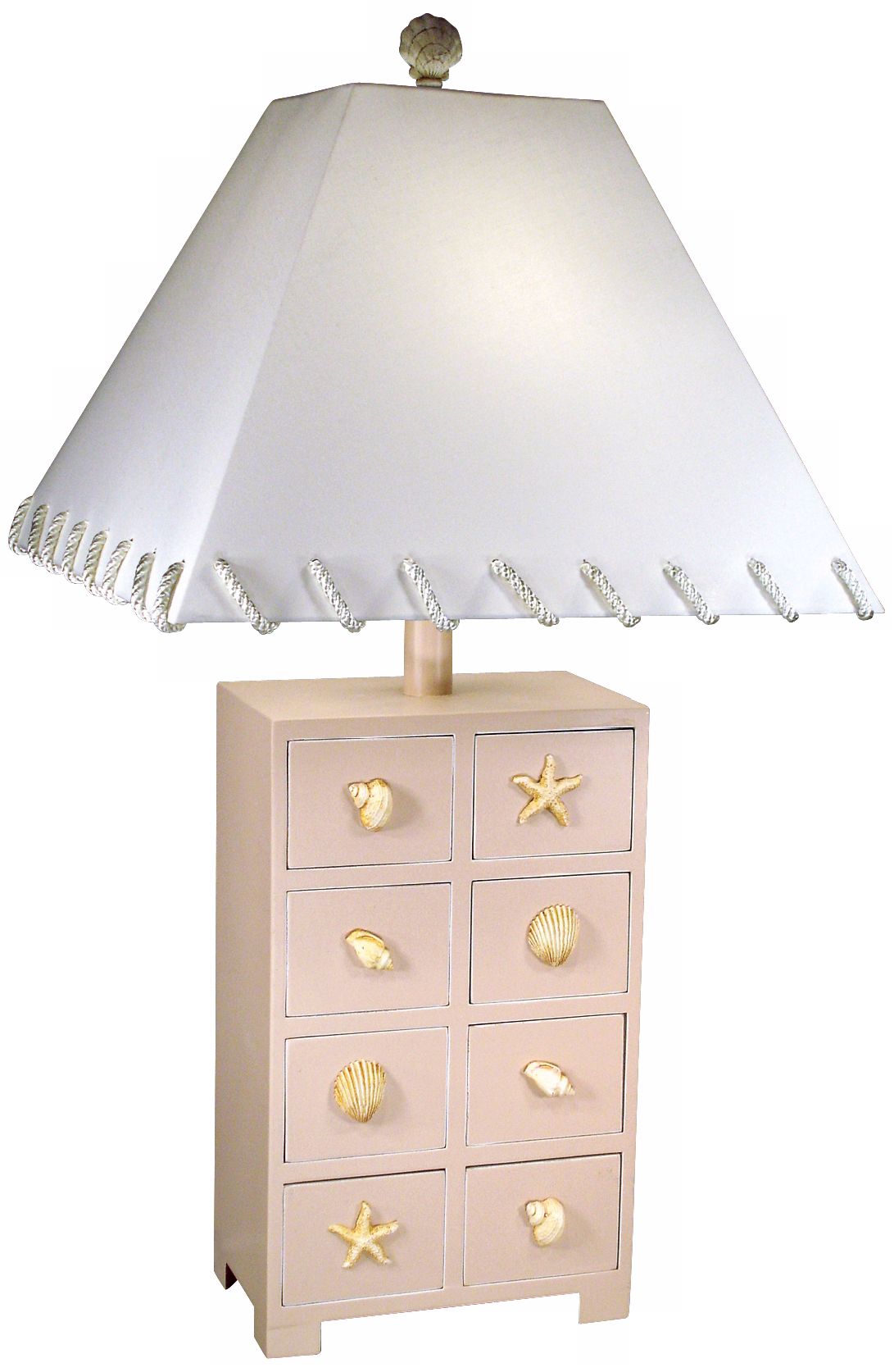 Eight Drawer Shell Pull Table Lamp