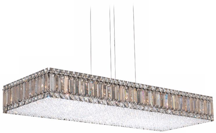 Schonbek Quantum Box Silver Teak 39" Wide Crystal Chandelier