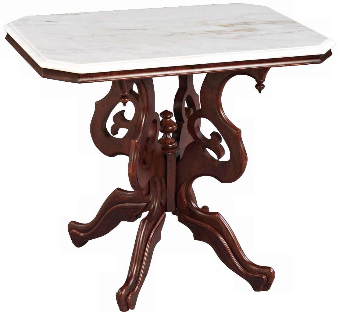 Rectangular White Marble Top Accent Table
