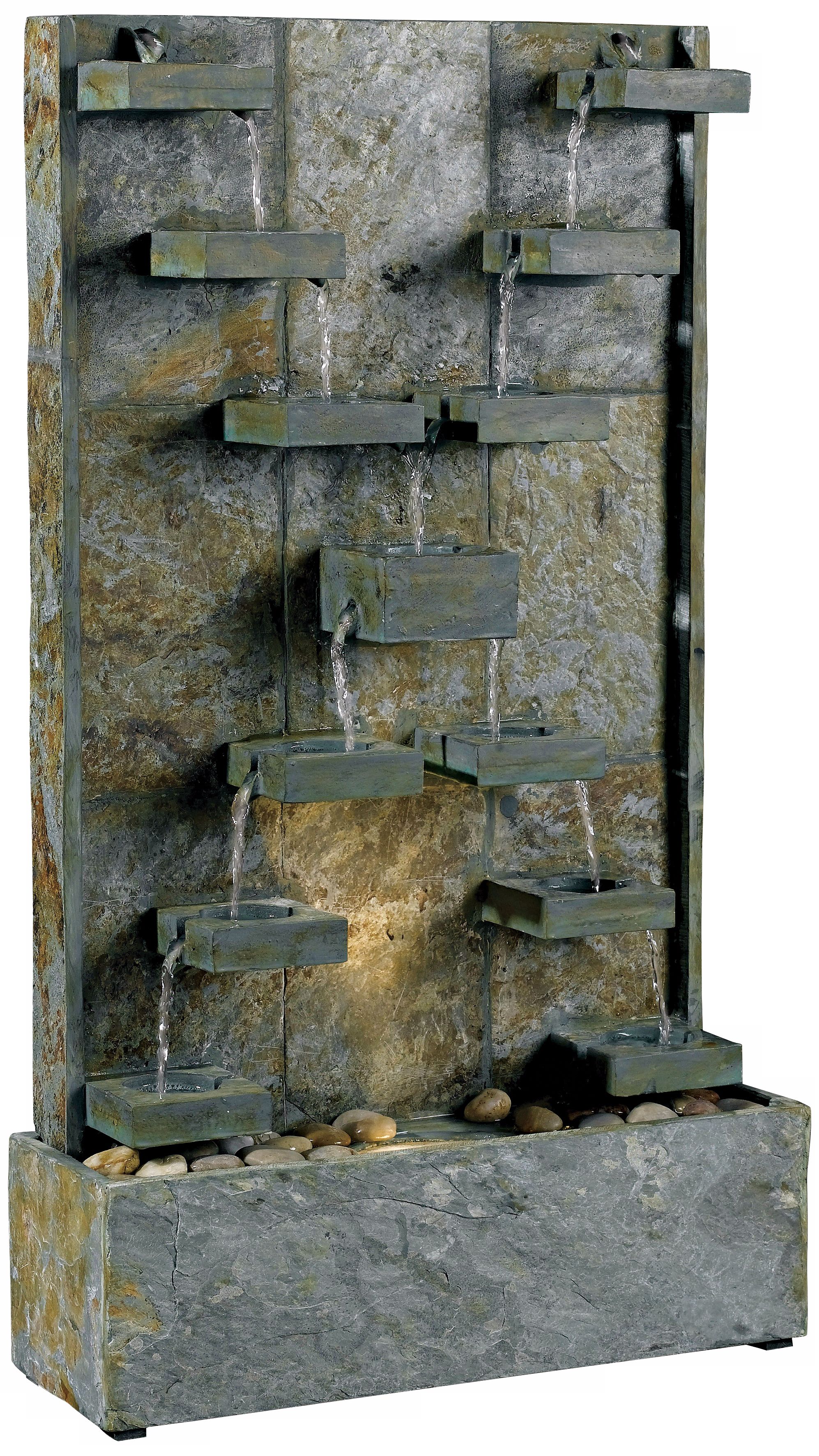 Kenroy Home Watercross Green Slate Lighted Floor Fountain