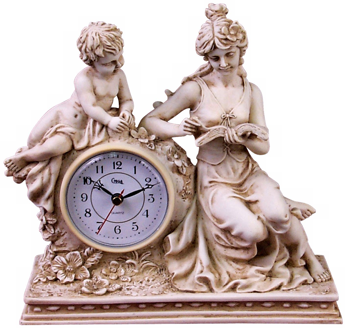 Ivory Maiden 9 1/2" Wide Desk Clock