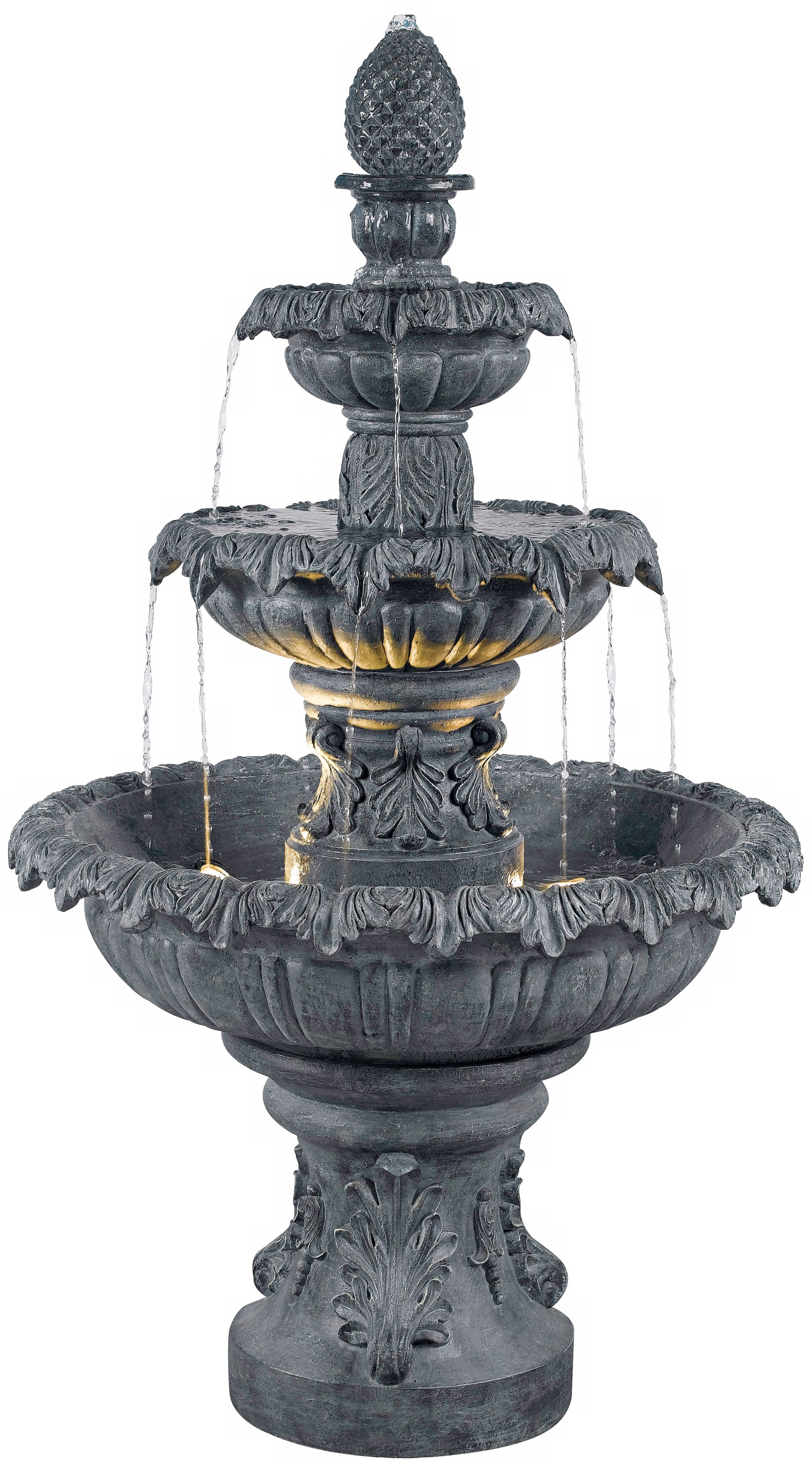 Kenroy Home Costa Brava Zinc Finish 3-Tiered Fountain
