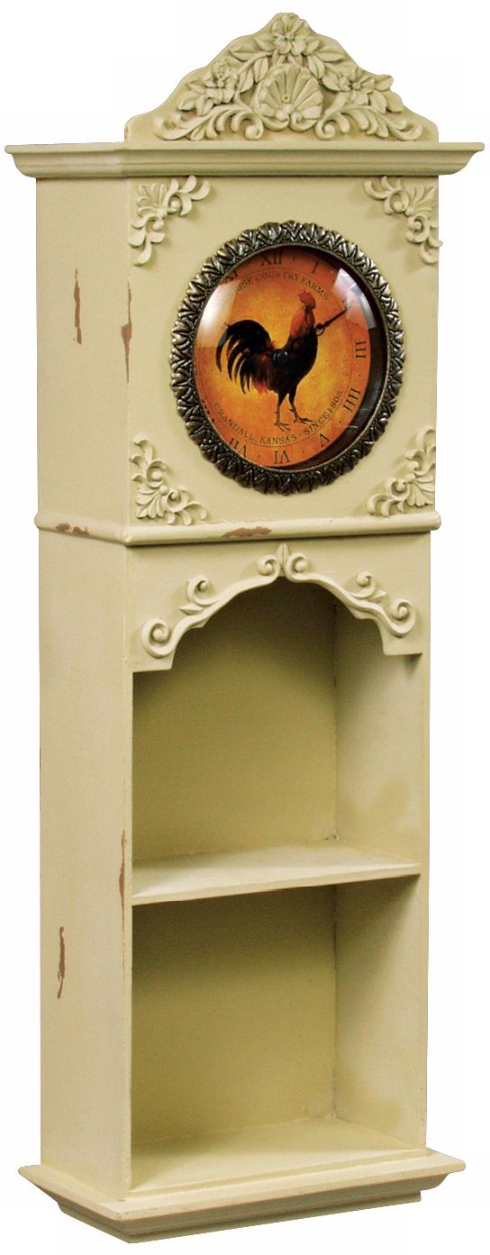 Light Green 27" High Display Case with Rooster Clock