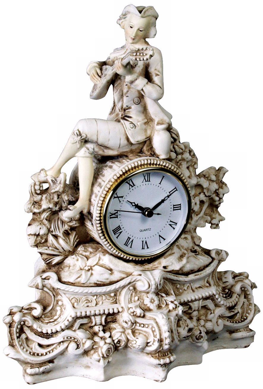 Colonial Antique Ivory 12 1/2" High Desk Clock