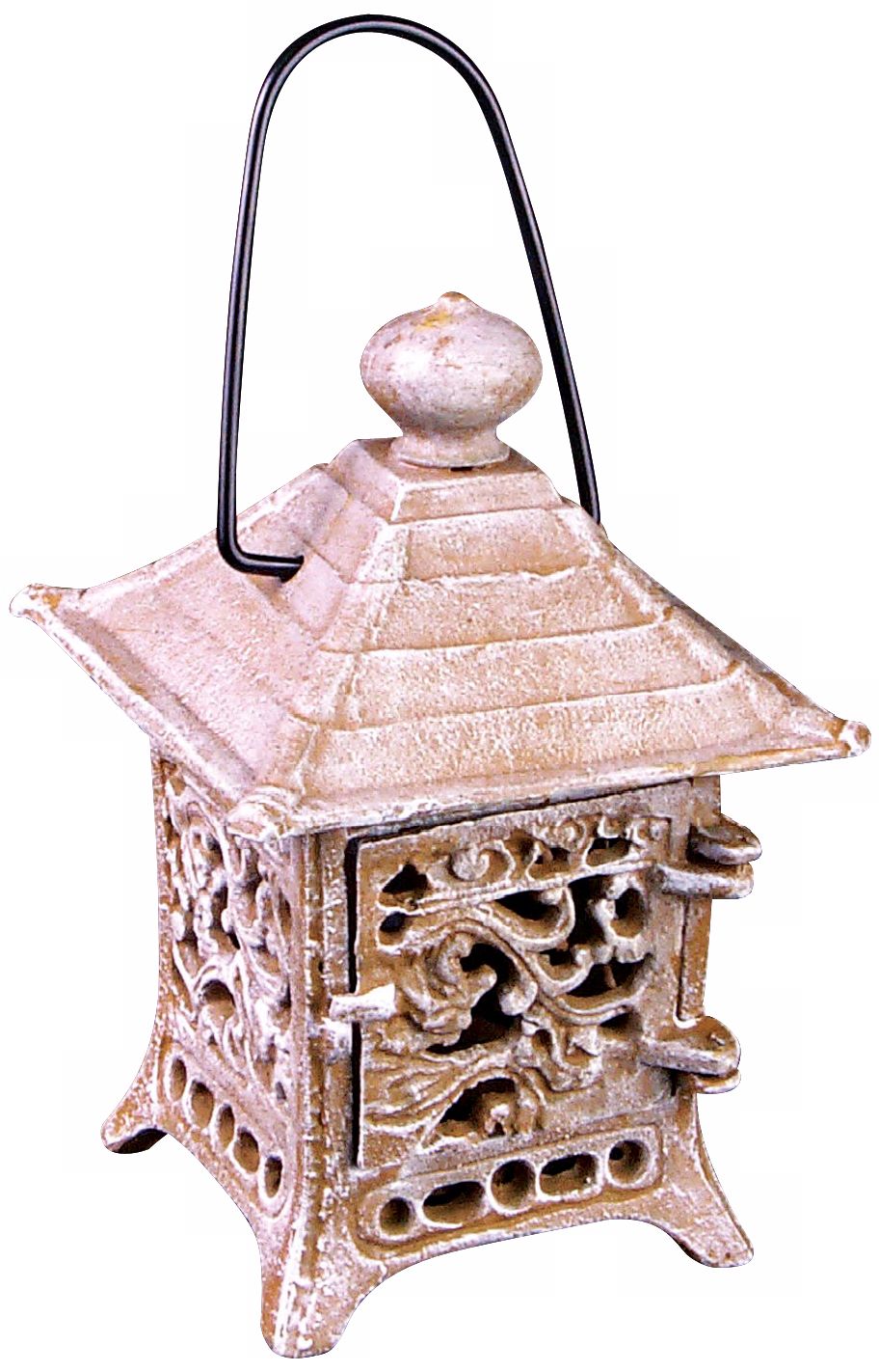Cast Iron Weathered Ivory House Candle Holder