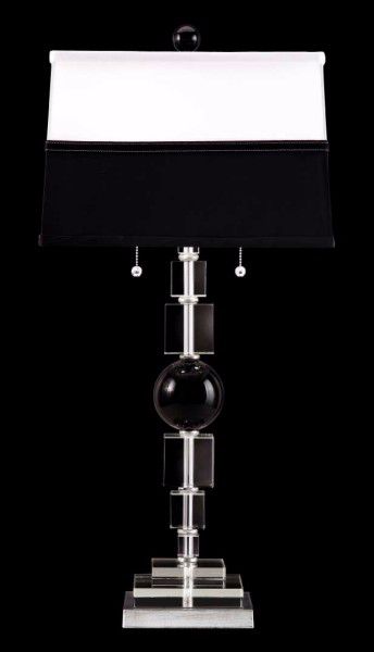 Schonbek Deco Silverleaf and Black Crystal Table Lamp
