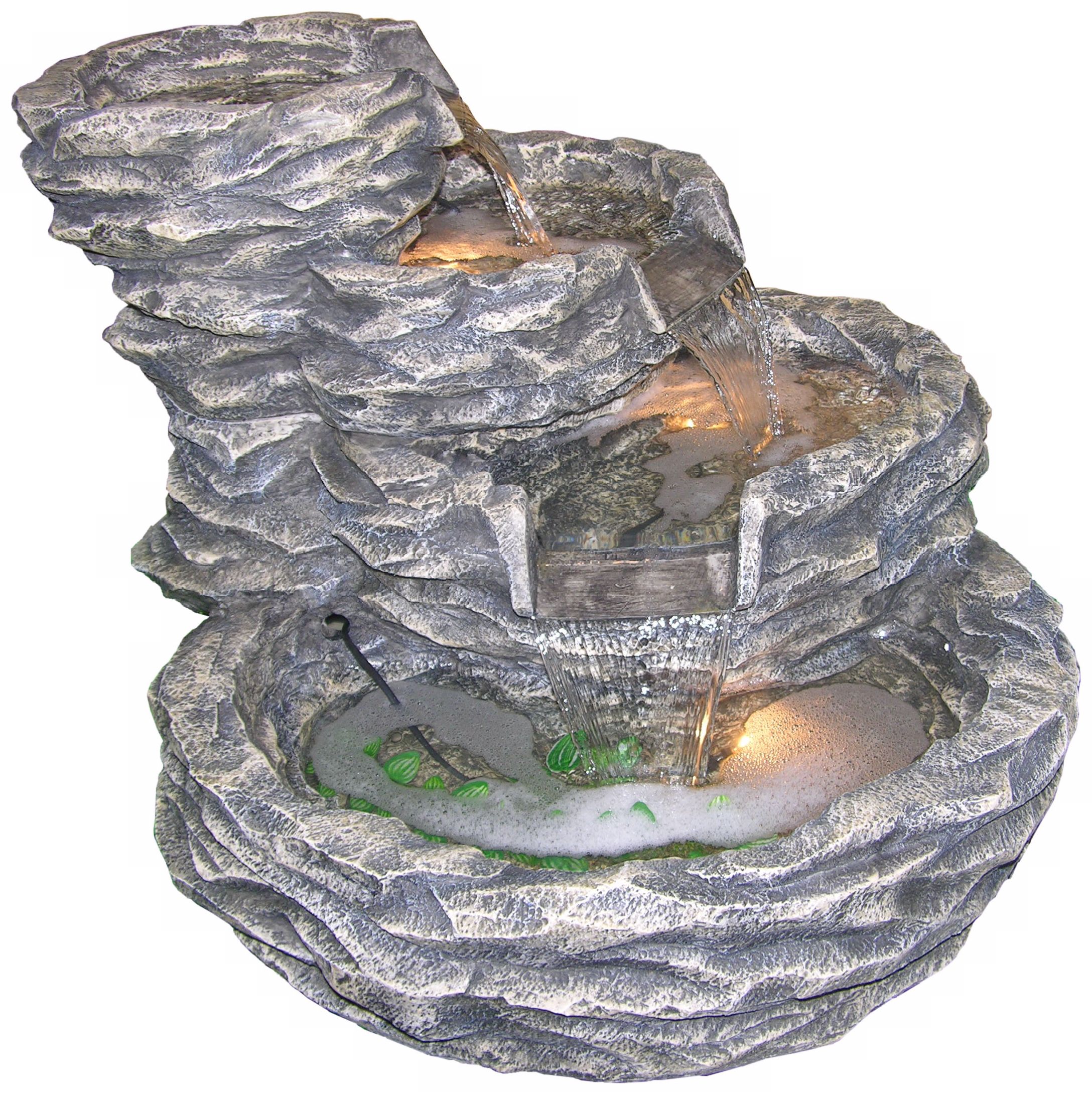 Gray Rock Cascade 22" High Lighted Fountain