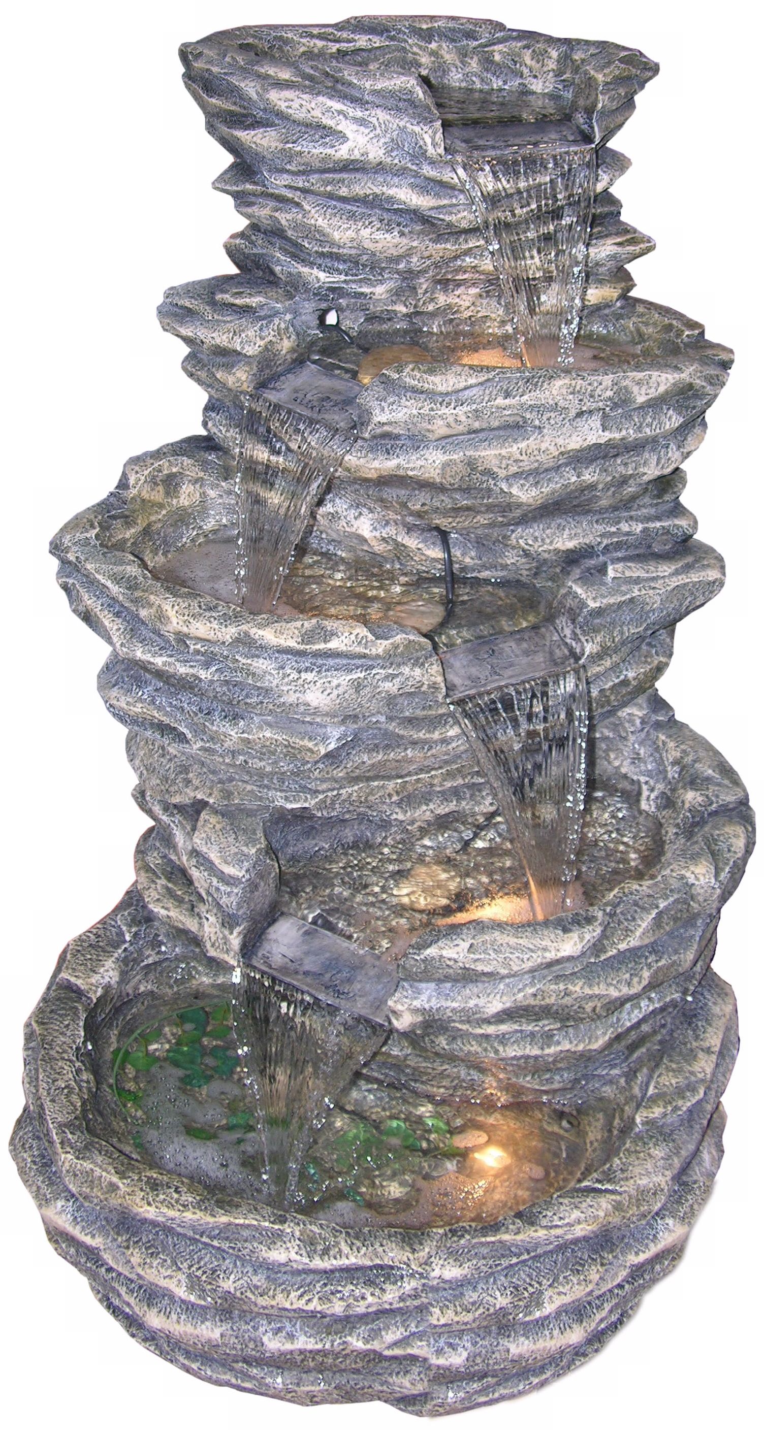 Gray Rock Cascade 39" High Lighted Fountain