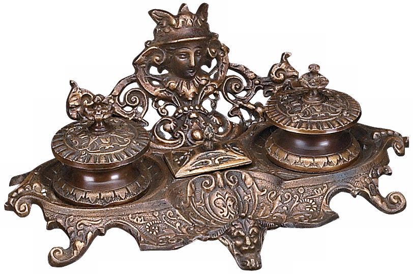 Monarch Antique Dark Brass Inkstand