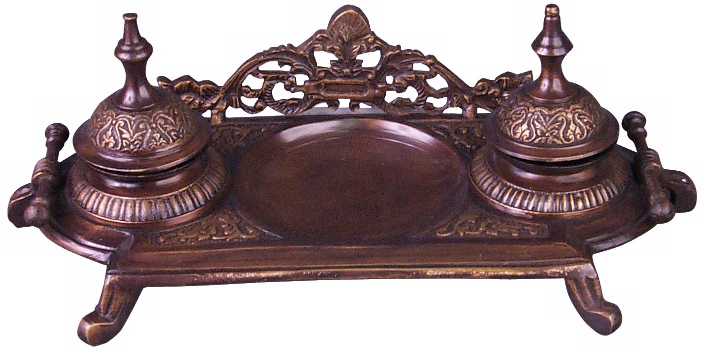 Antique Bronze Double Inkwell