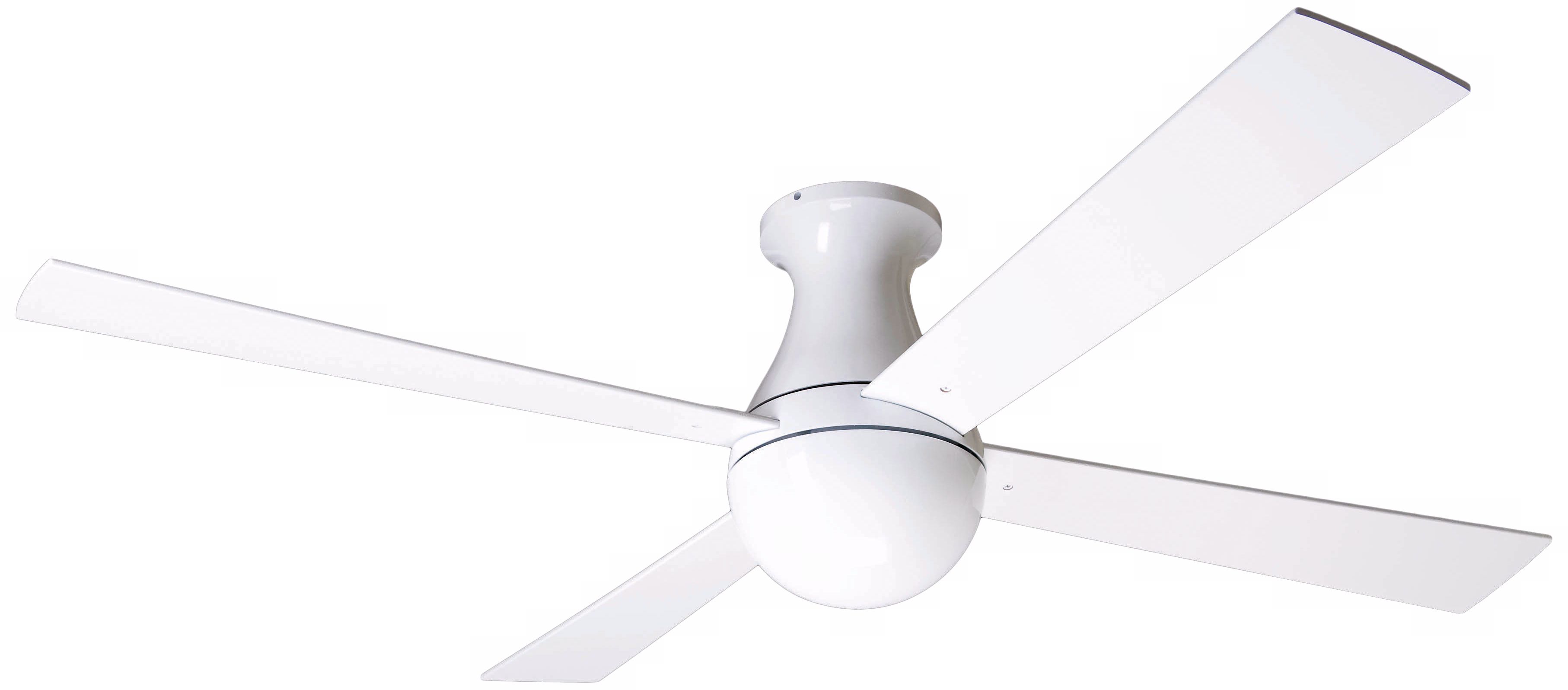 52" Modern Fan Ball Gloss White Hugger Ceiling Fan
