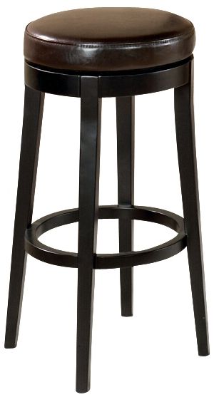 Dark Brown Leather 26" High Backless Swivel Counter Stool