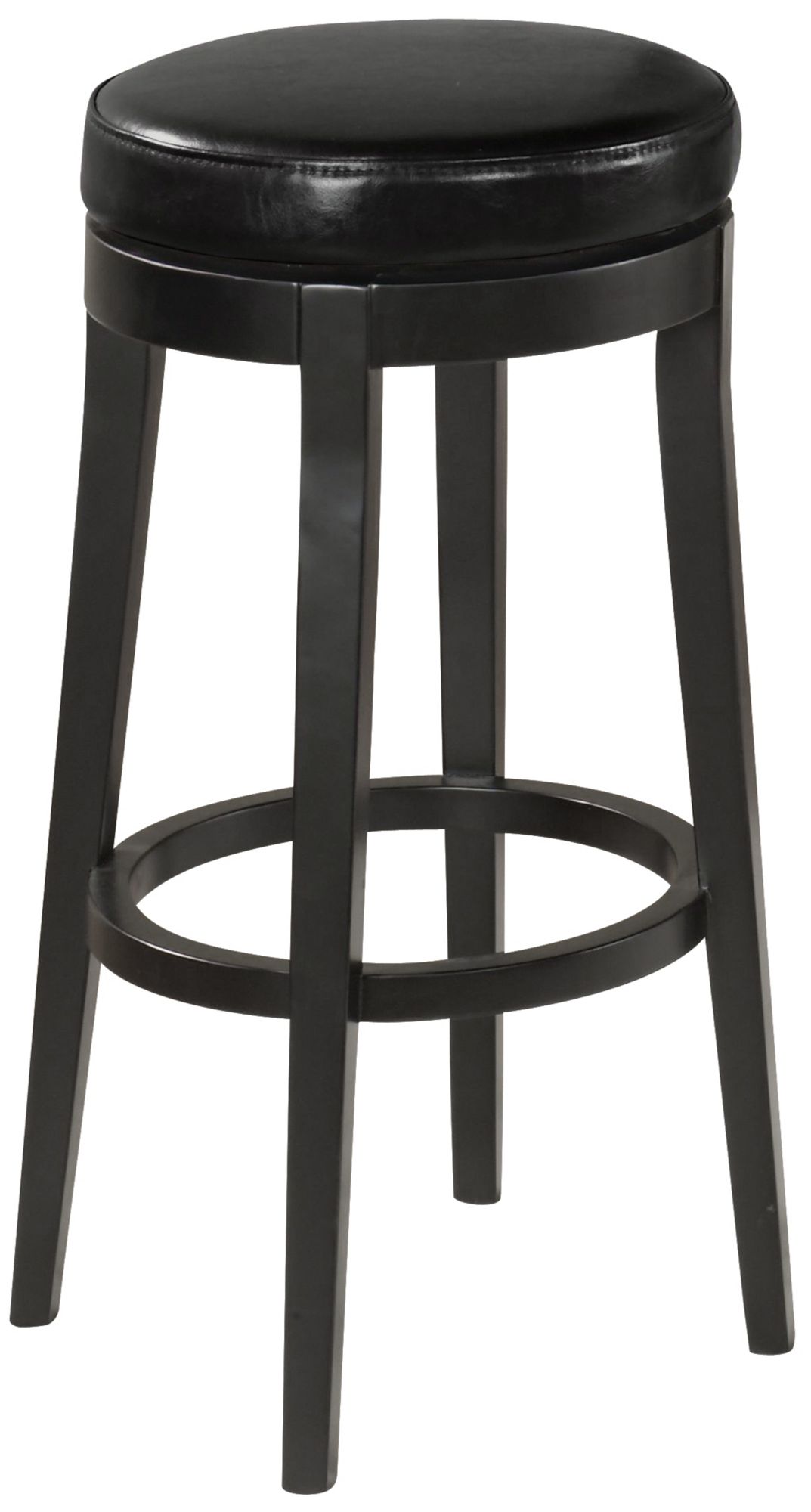 Midnight Black Leather 26" High Counter Stool