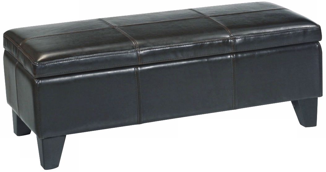 Brown Leather Storage Ottoman