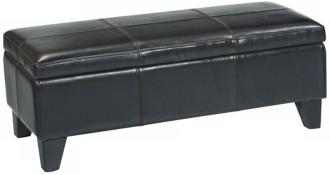 Brown Leather Storage Ottoman J4488