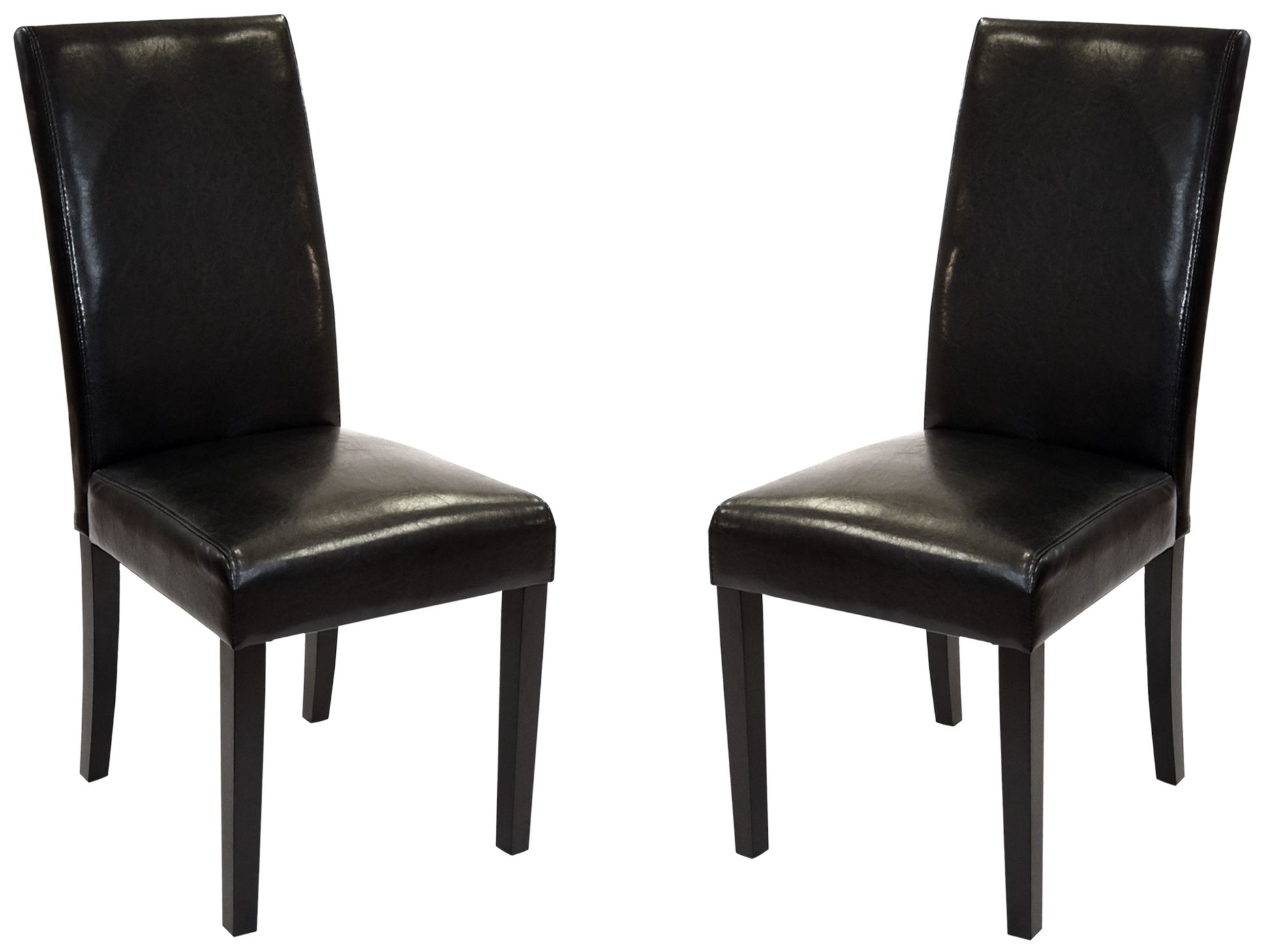 Set of Two Black Leather Side Chairs