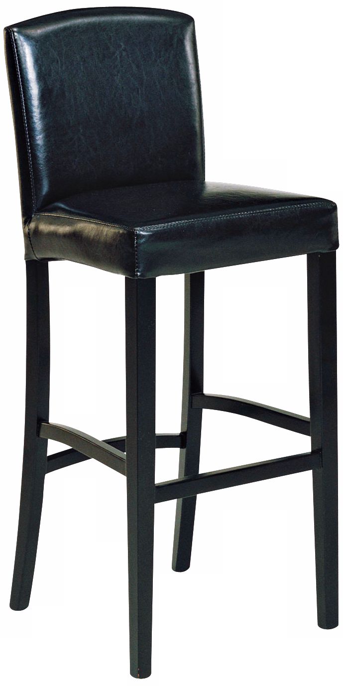 Black Leather with Back 30" High Bar Stool