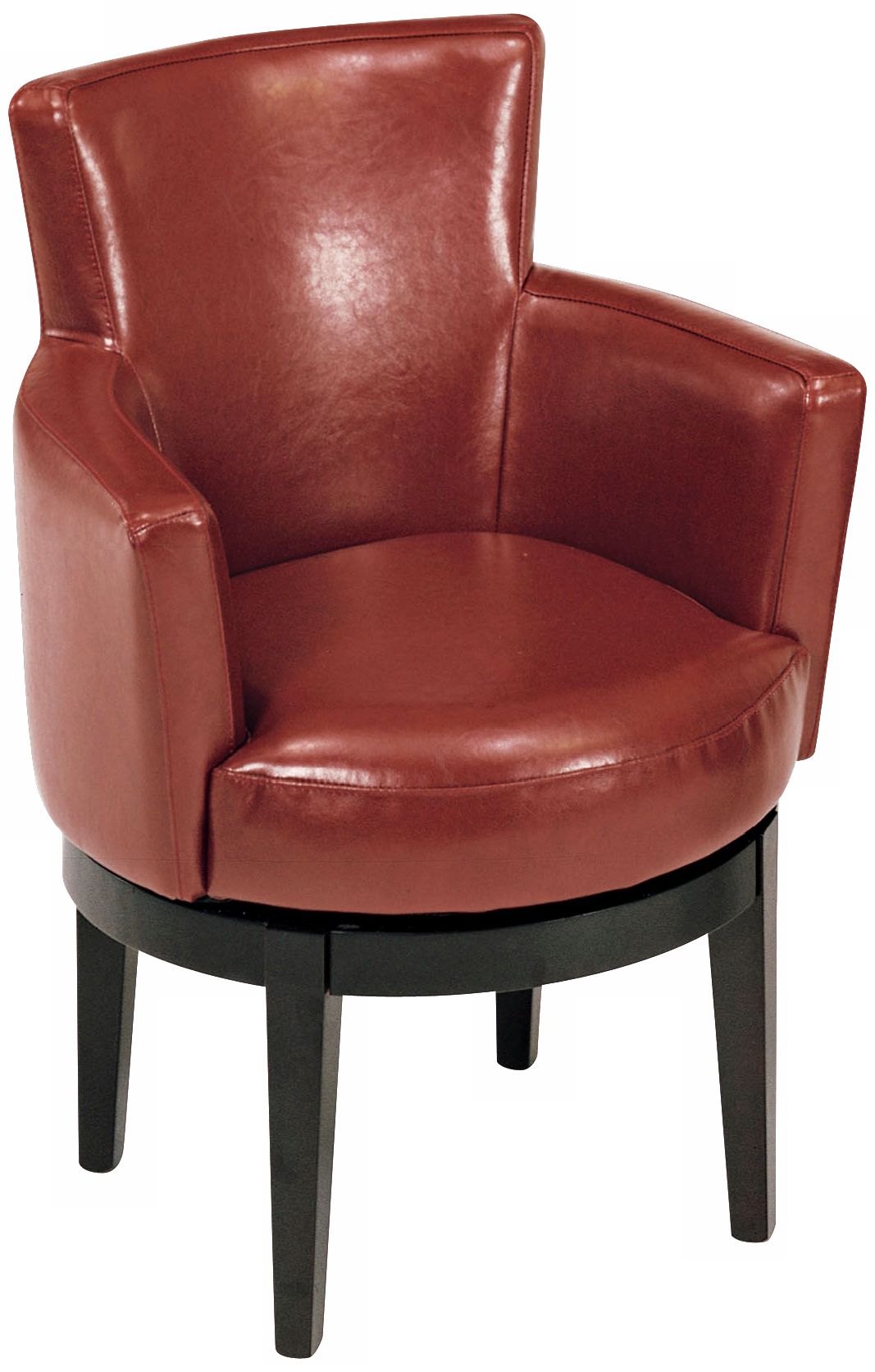 Red Leather Swivel Club Chair
