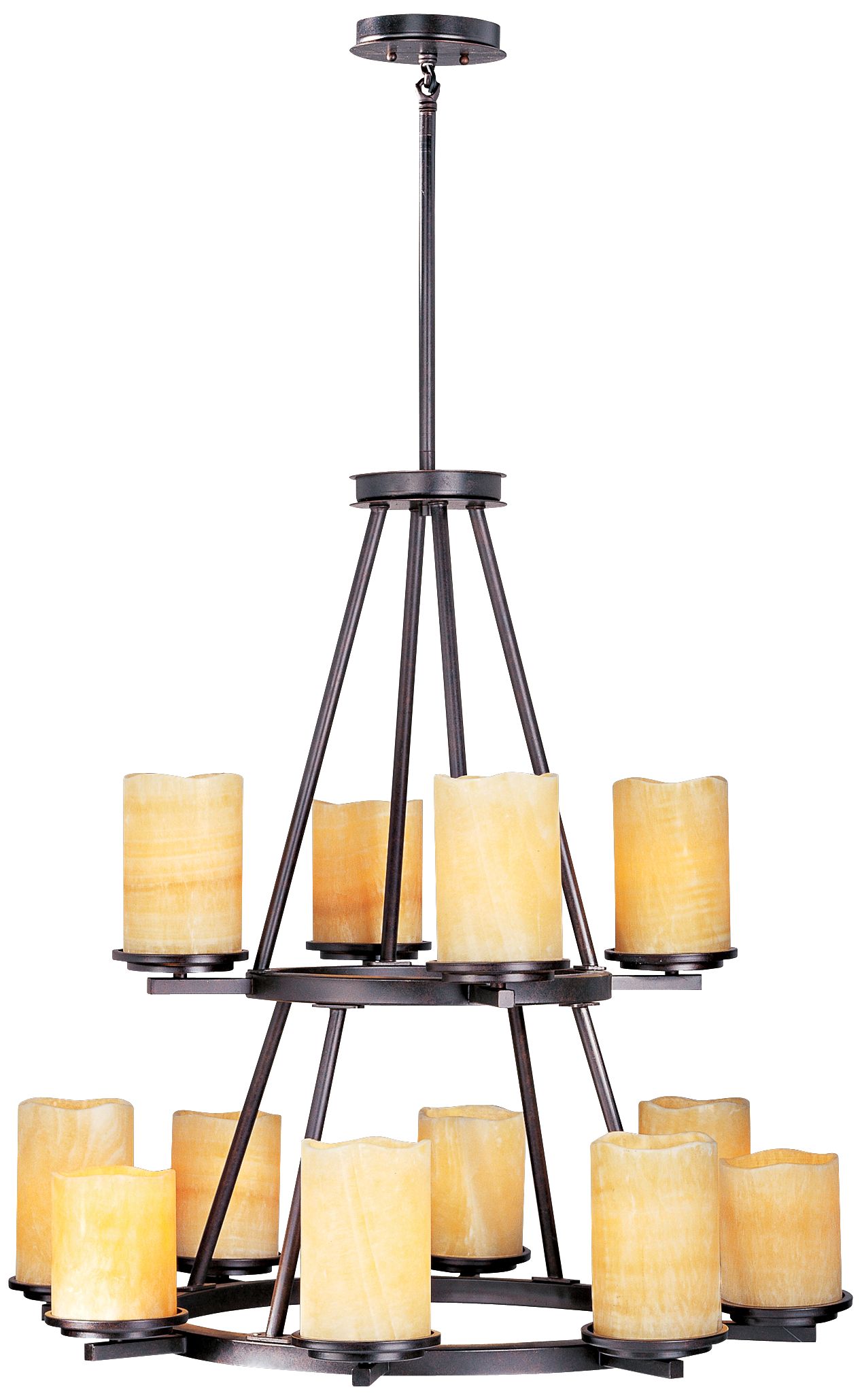Luminous Rustic Ebony Finish 12-Light 32" Wide Chandelier