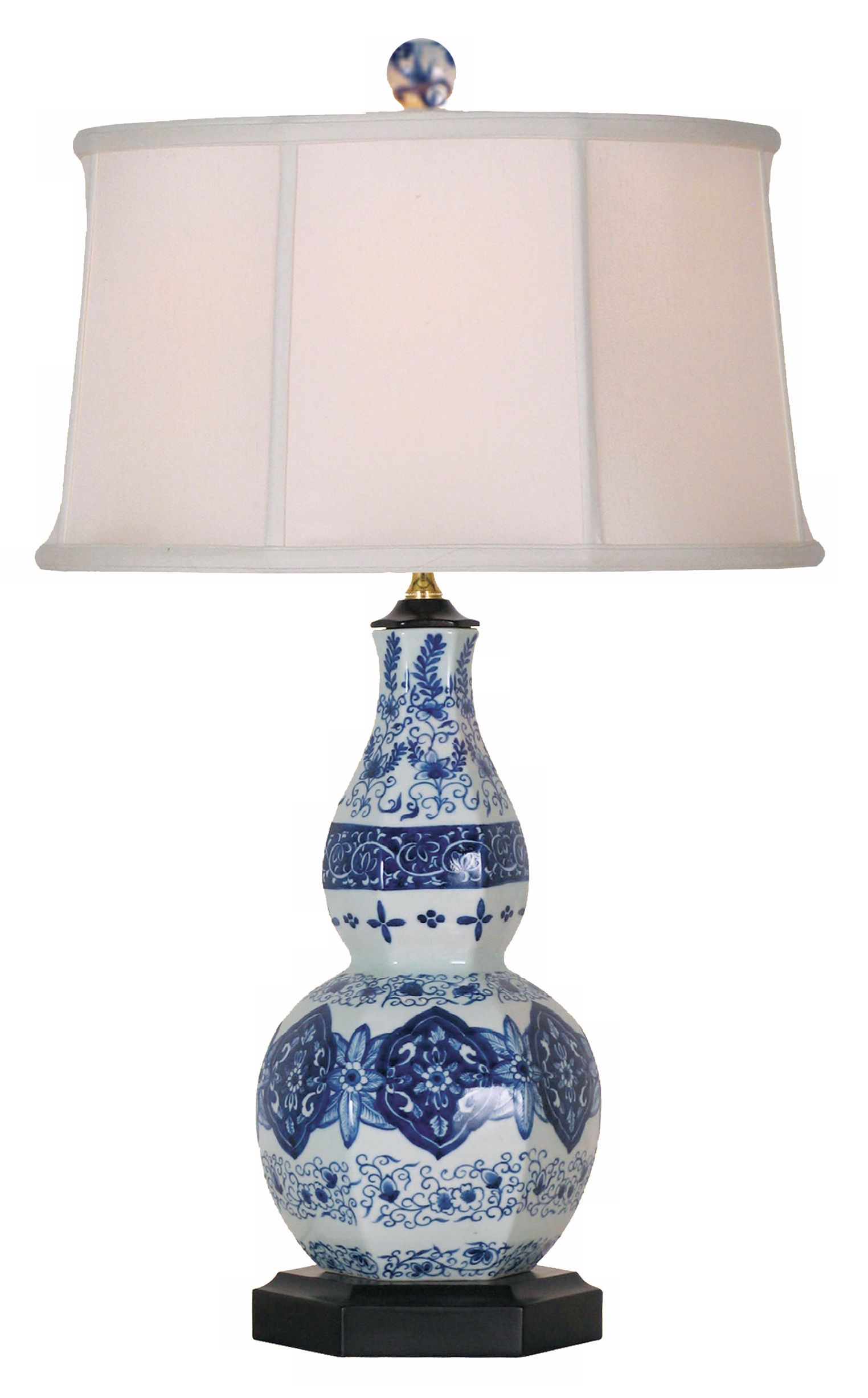 Blue and White Porcelain Hexagonal Gourd Table Lamp