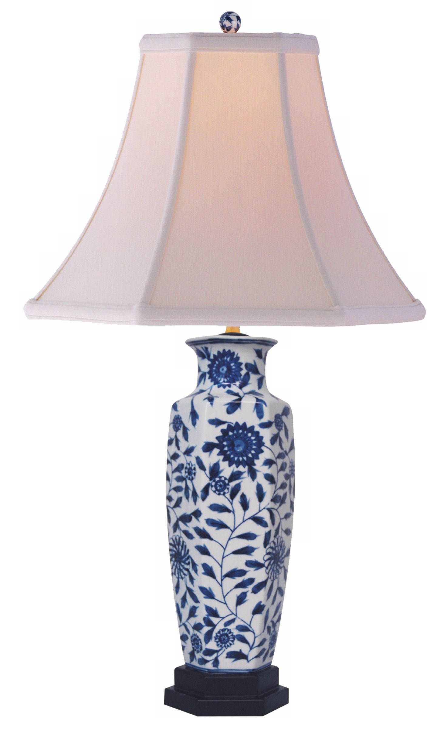 Blue and White Porcelain Slim Vase Bell Shade Table Lamp