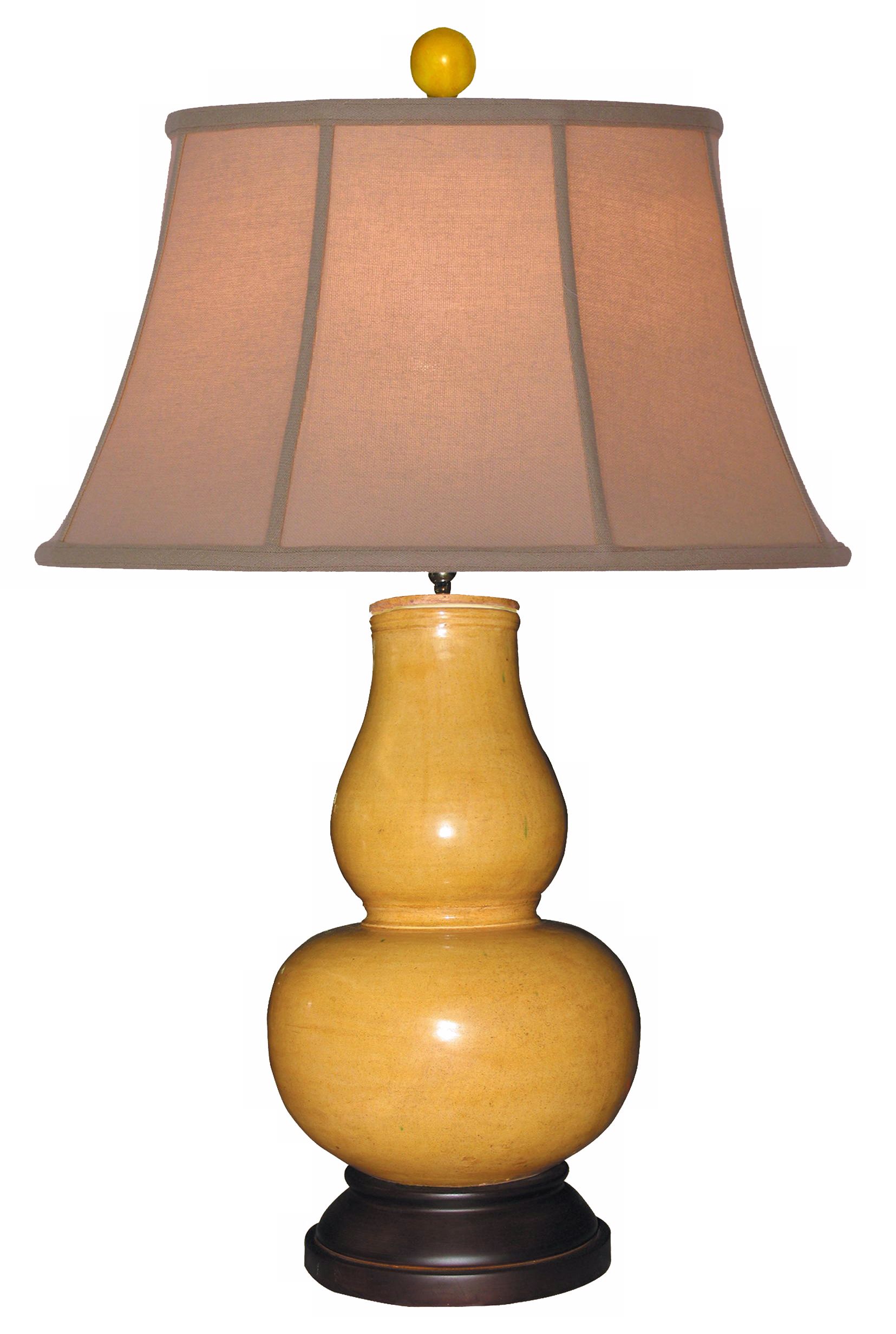 Tang Style Yellow Earthenware Gourd Table Lamp
