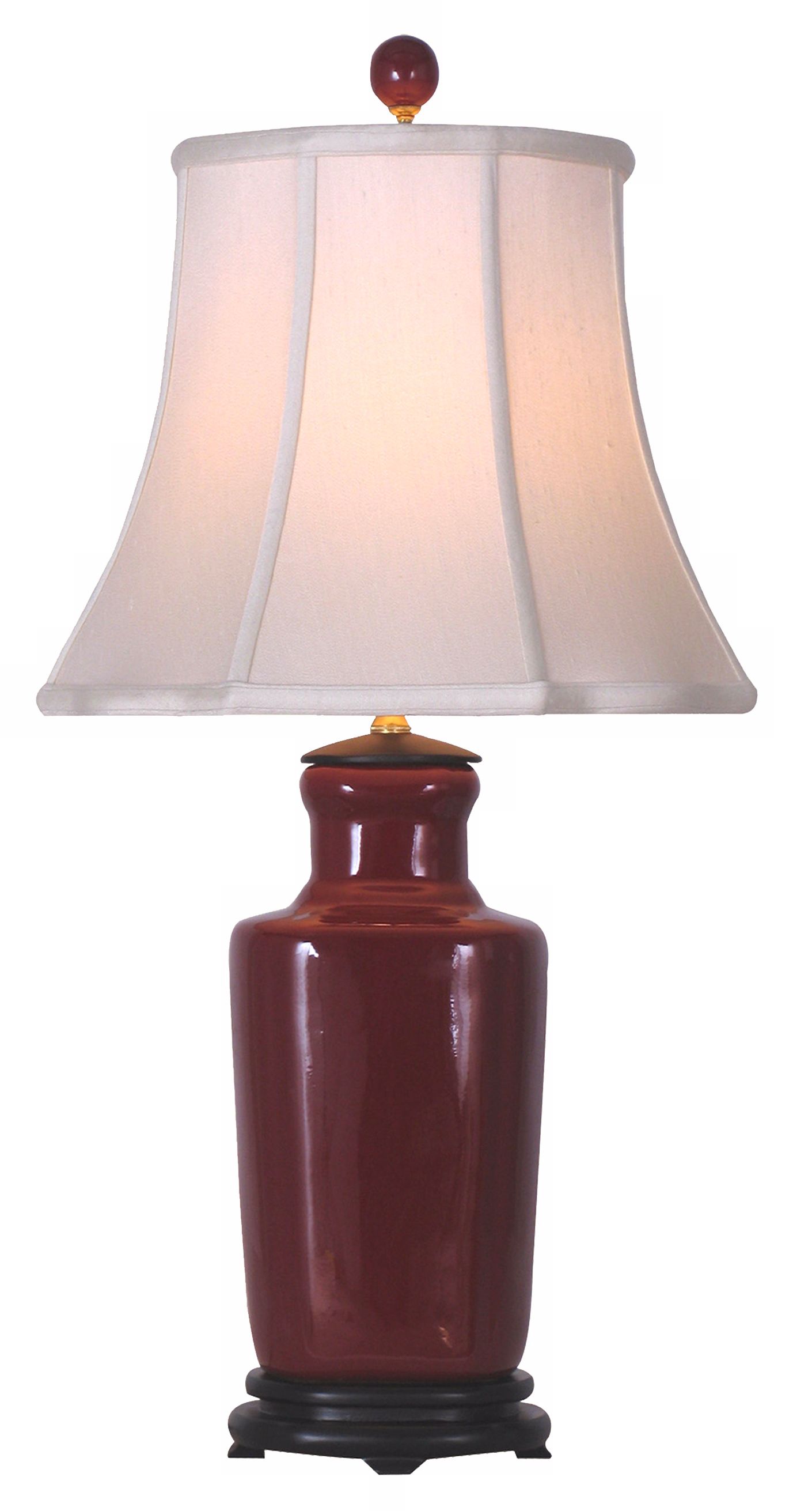 Oxblood Red Porcelain Slim Vase Table Lamp