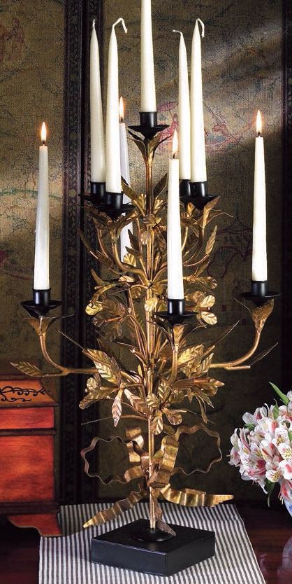 Brass Finish Topiary Candleholder