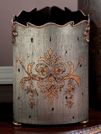 Pewter Finish Iron Waste Basket