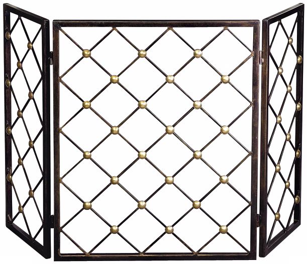Bronze Finish Iron Button Fire Screen