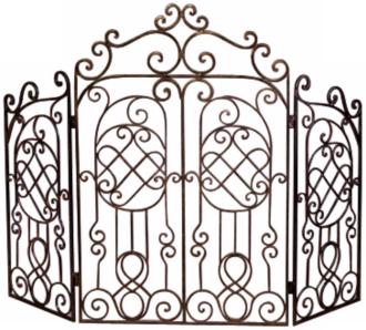 Bronze Finish Iron Gated Fire Screen J5414