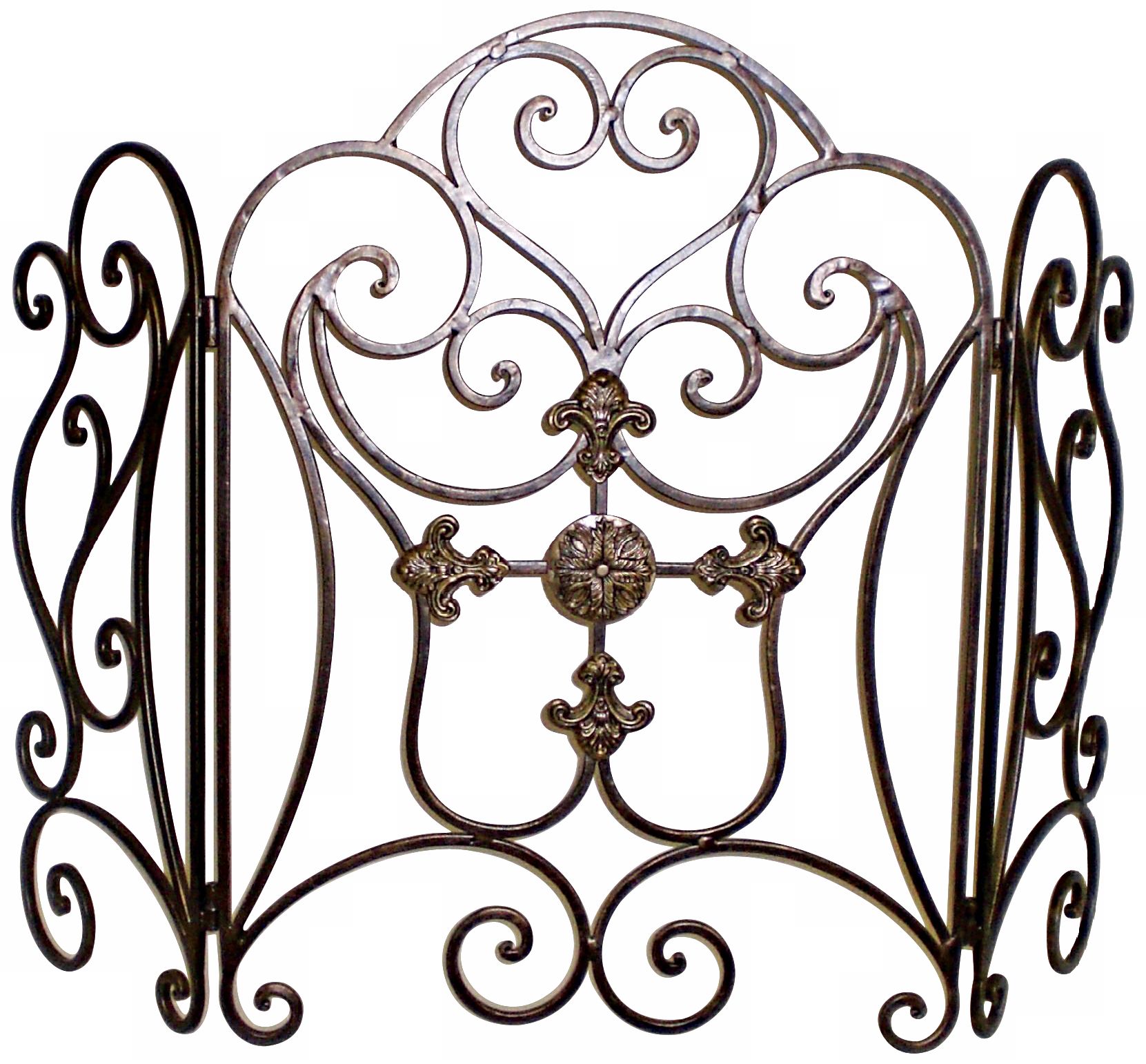 Bronze Finish Iron Fleur De Lis Fire Screen