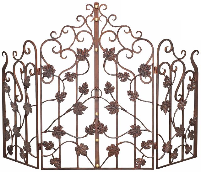 Bronze Finish Iron Leaf Fire Screen