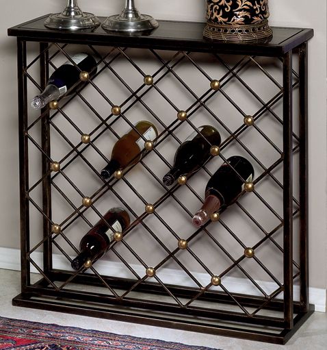 Bronze Finish Iron Button Wine Console Table J5422