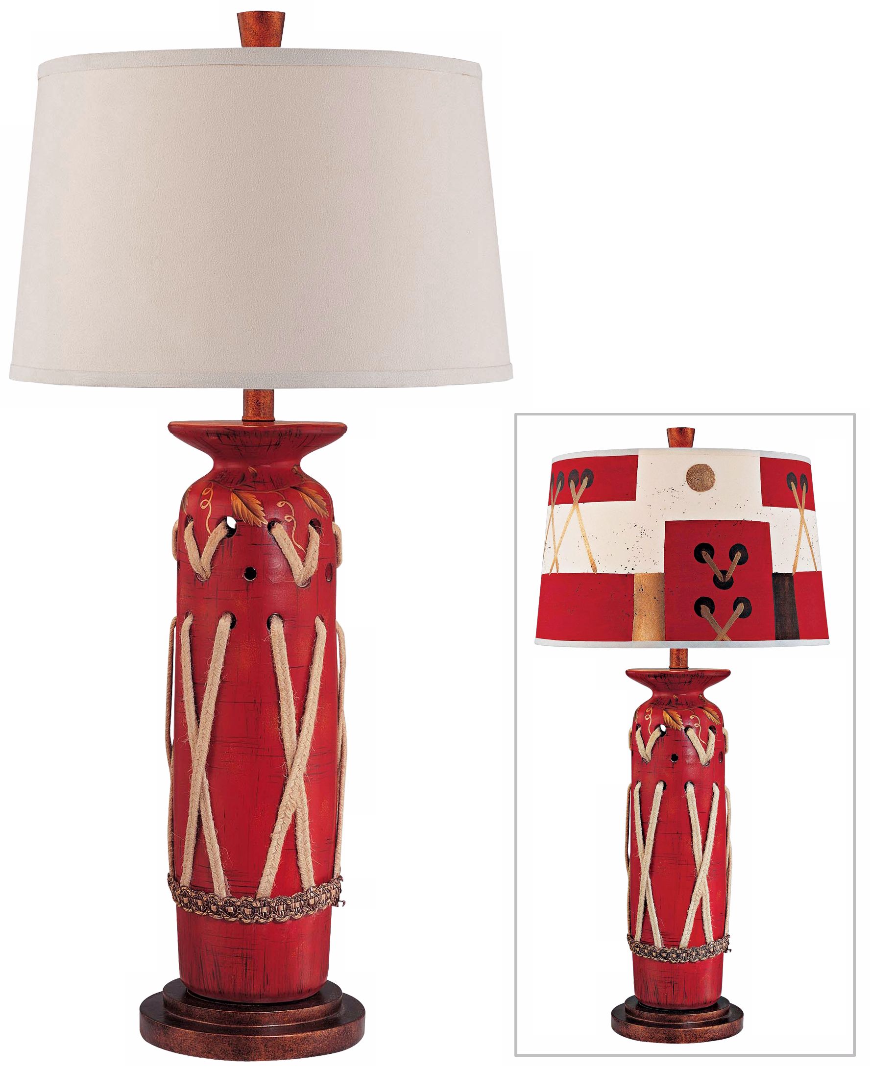 Carlton Haney Red with Rope Accents Ceramic Table Lamp