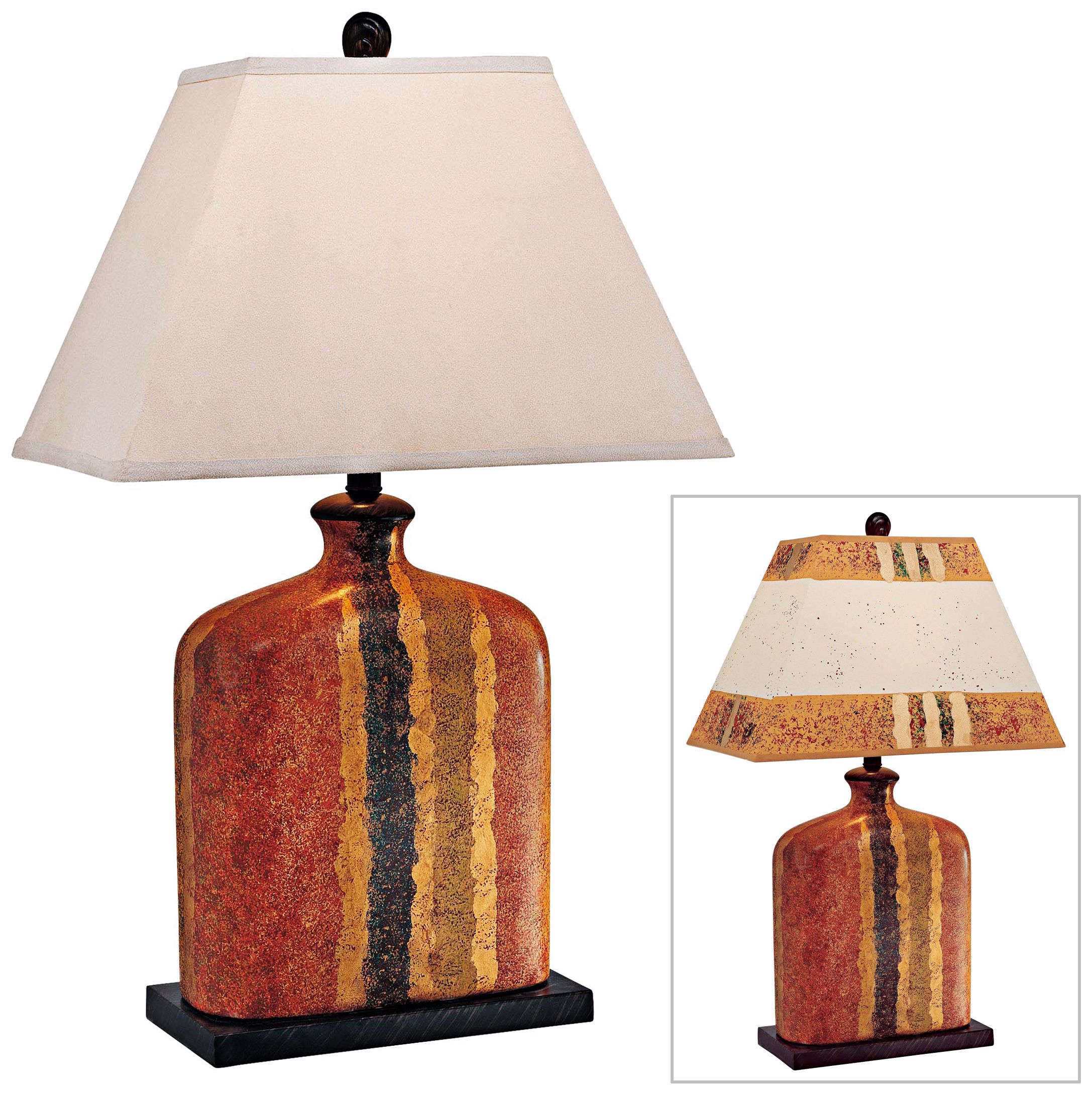 Carlton Haney Earth Tone Stripe Ceramic Table Lamp