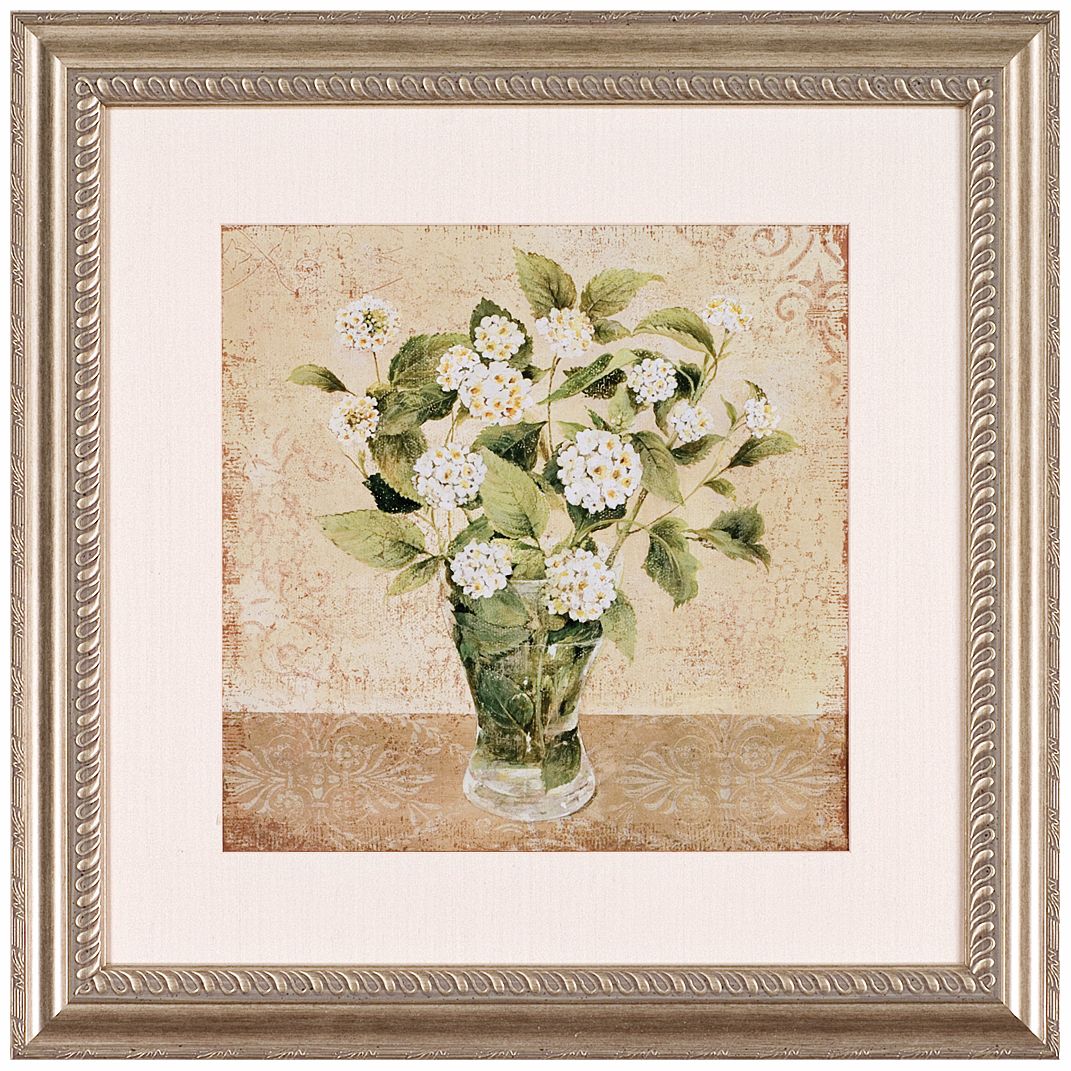Garden White Flower Bouquet 26" Square Wall Art Print