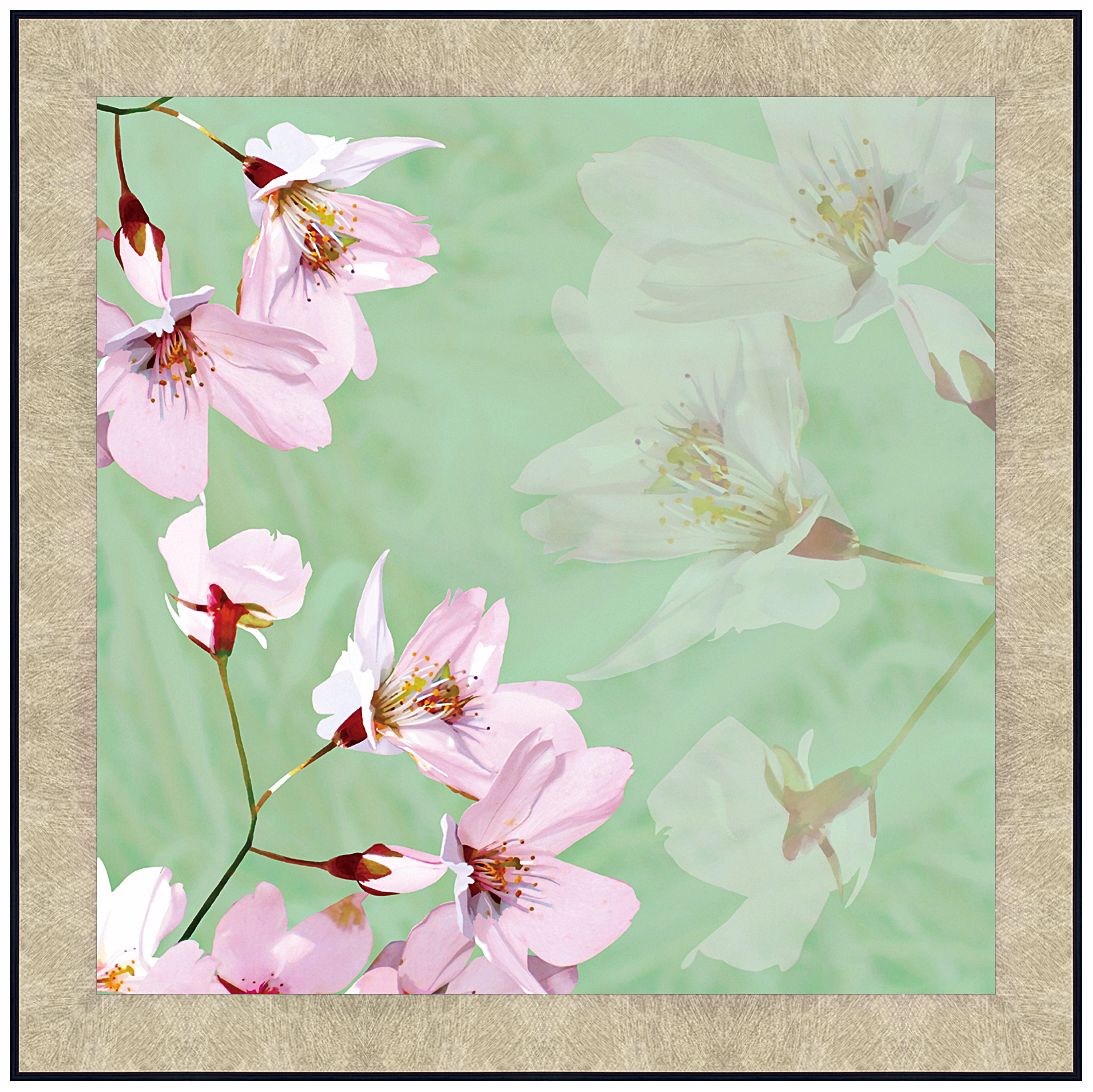 Pale Blooms 'Green' 19" Square Wall Art