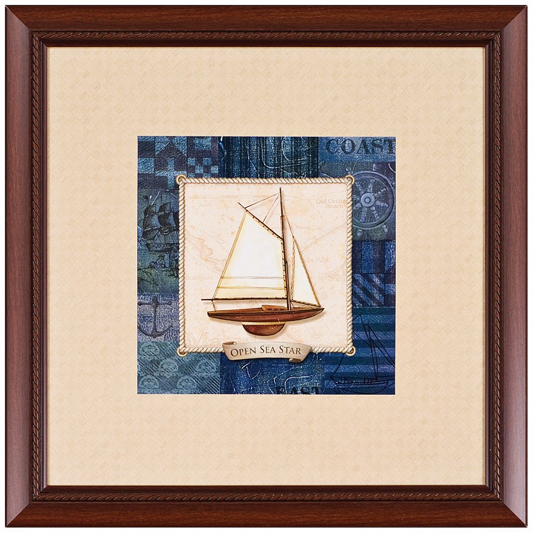 Vintage Sailboat 'Open Sea Star' 23" Square Wall Art