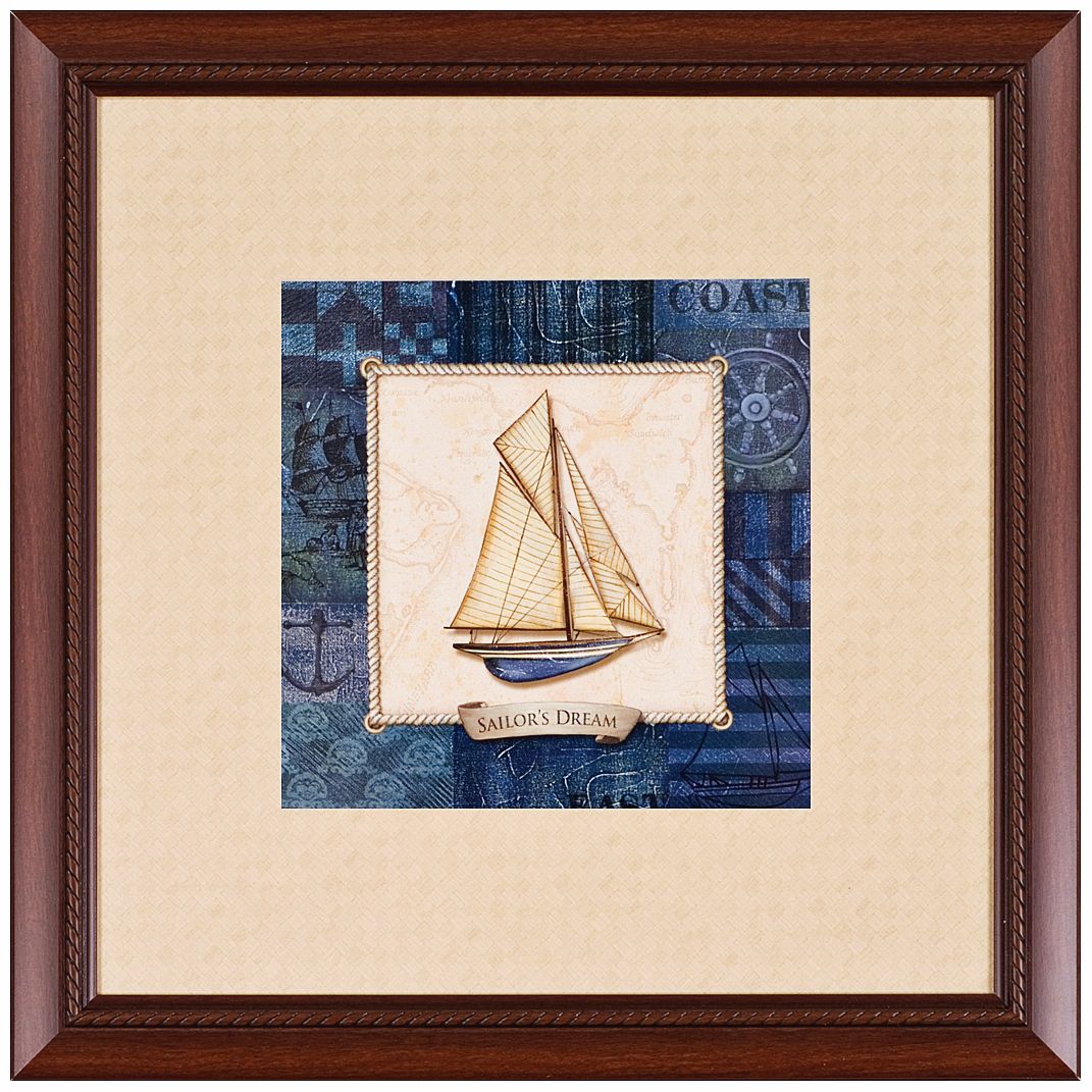 Vintage Sailboat 'Sailor's Dream' 23" Square Wall Art