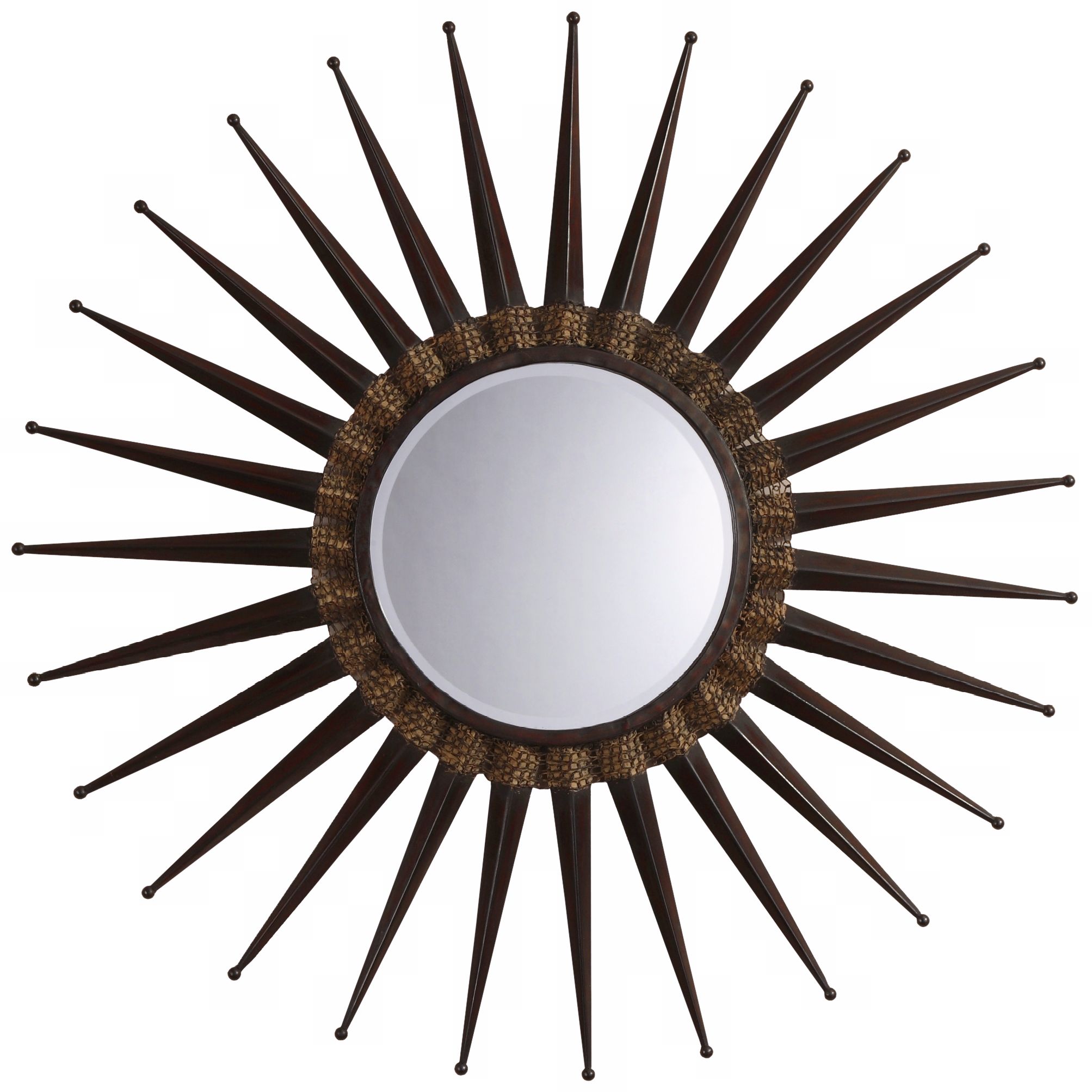 Sunburst Chestnut Round Wall Mirror