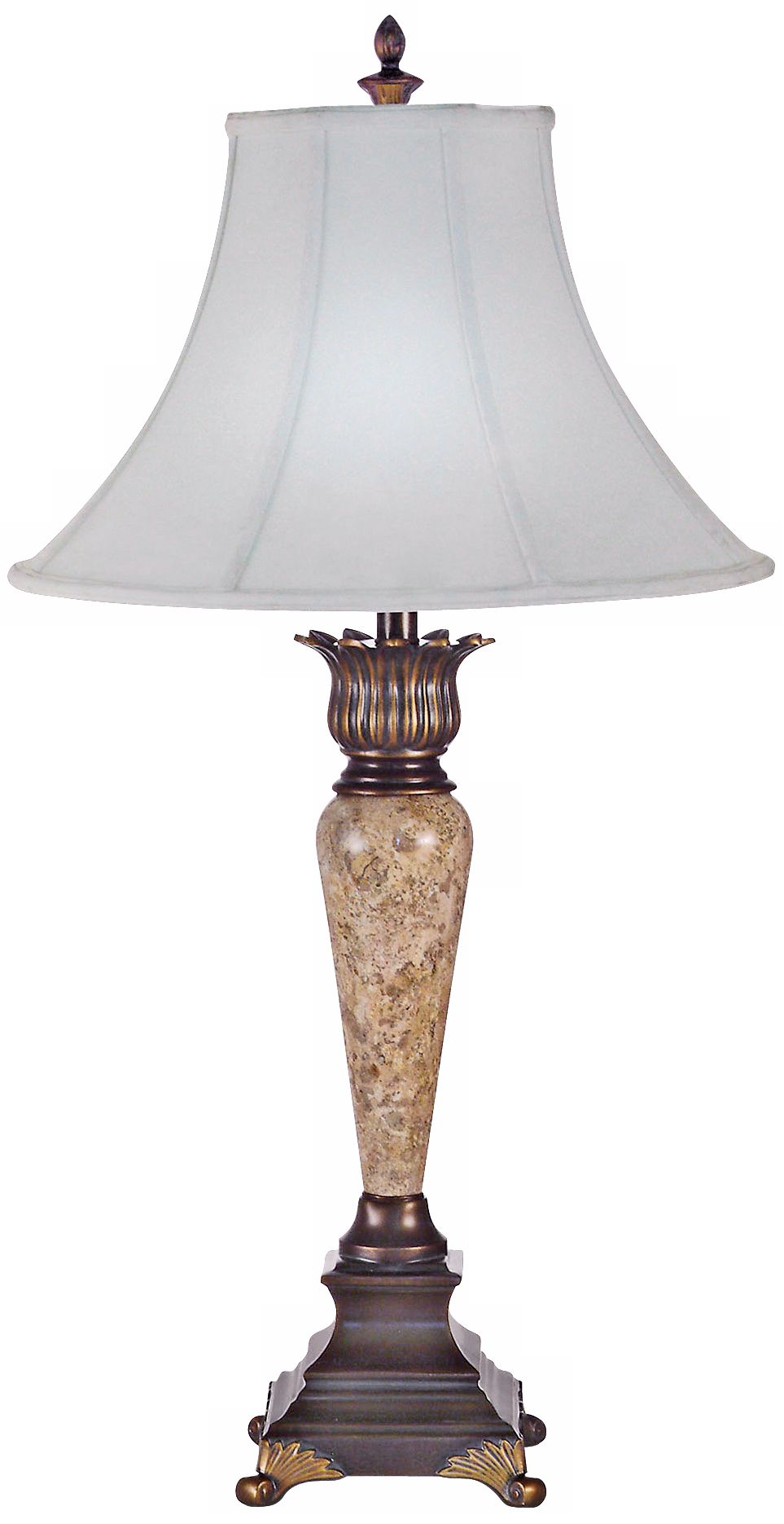 Fossil Marble Bronze Finish Traditional Table Lamp