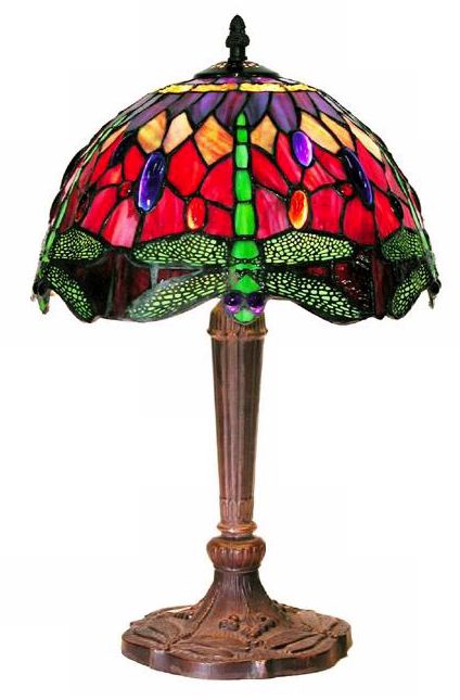 Dragonfly Ruby and Purple Tiffany Style 18" High Table Lamp