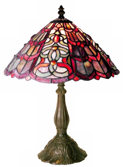 Raspberry Swirl Tiffany Style 18" High Table Lamp