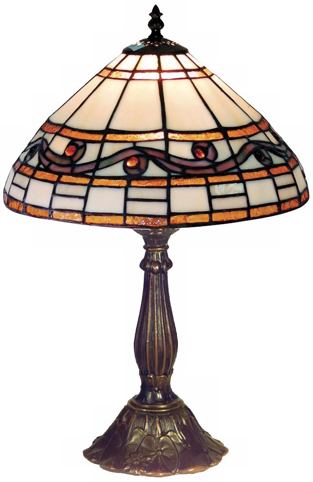 Amber and Red Swirl Tiffany Style 18" High Table Lamp
