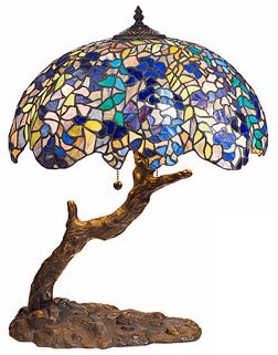 Lilac Tree Trunk Tiffany Style Table Lamp